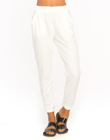 Motel Zoe High Waisted Track Pants in Honeycombe White Spandex