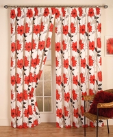 Scarlet Calypso Lined Ready Made Curtains