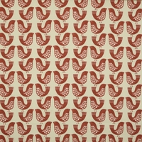 Scarlet Scandi Birds Curtain Fabric