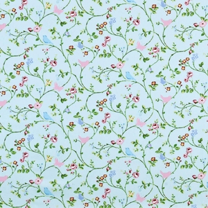 Seafoam Bird Trail Curtain Fabric