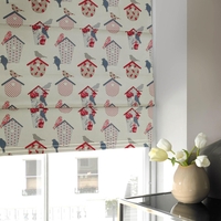 Seaside Blue Bird House Roman Blind