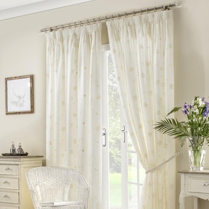 Seville Ready Made Lined Voile Curtains Ivory