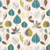 Teal Maple Curtain Fabric