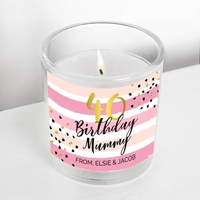 Birthday Gold and Pink Stripe Scented Jar Candle