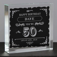 Birthday Vintage Typography Large Crystal Token