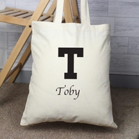 Black Initial Cotton Bag