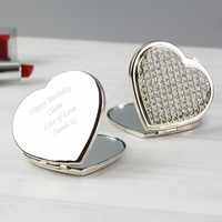 Diamante Heart Compact Mirror