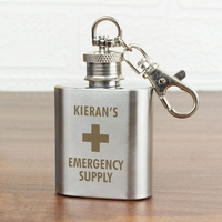 Emergency Supply 1oz Stainless Steel Hip Flask Keyring