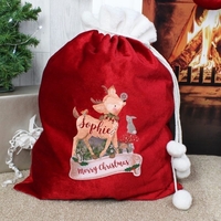 Festive Fawn Luxury Pom Pom Sack
