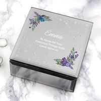 Floral Butterfly Diamante Glass Trinket Box