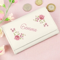 Floral Cream Leather Purse