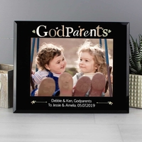 Godparents Black Glass 5x7 Photo Frame