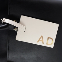 Gold Initials Cream Luggage Tag