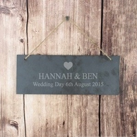 Heart Motif Hanging Slate Plaque