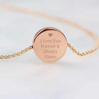 Heart Rose Gold Toned Disc Necklace