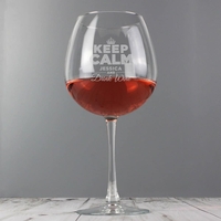 Keep Calm Bottle of Wine Glass