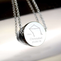 Libra Zodiac Star Sign Silver Tone Necklace (September 23rd - October 22nd)