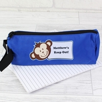 Monkey Blue Pencil Case