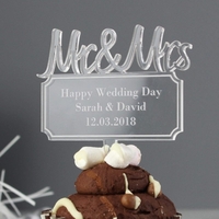 Mr & Mrs Plaque Acrylic Cake Topper