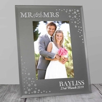 Mr and Mrs 6x4 Diamante Glass Photo Frame