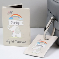My 1st Cream Passport Holder & Luggage Tag Set