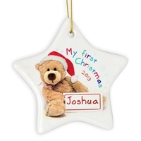 My First Christmas Teddy Ceramic Star Decoration