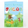 Personalised Blue Animal Alphabet Card