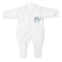 Personalised Blue Elephant 0-3 Months Babygrow