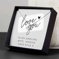 Personalised Love you Sentiment Silver Tone Necklace and Box