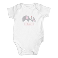 Pink Elephant 0-3 Months Baby Vest