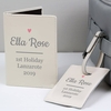 Pink Heart Cream Passport Holder & Luggage Tag Set
