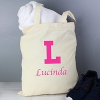 Pink Initial Cotton Bag