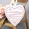 Pink Papercut Large Wooden Heart Decoration