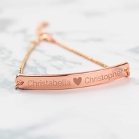 Rose Gold Tone Heart Bar Bracelet