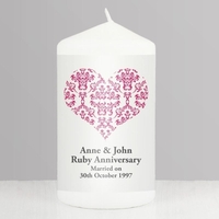 Ruby Damask Heart Candle