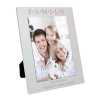 Silver 5x7 Family & Hearts Photo Frame