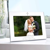 Silver 5x7 Landscape Cross Photo Frame