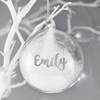 Silver Glitter Name Only Feather Glass Bauble