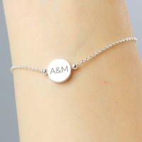 Silver Plated Initials Disc Bracelet