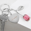 Silver Plated Name Pink Rose Keyring