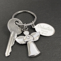 Silver Plated Swirls & Hearts Godmother Angel Keyring