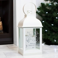 Silver Reindeer White Lantern