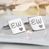 Square Cufflinks Initials & Heart