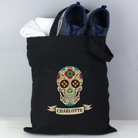 Sugar Skull Black Cotton Bag