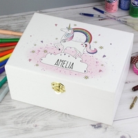 Unicorn White Wooden Keepsake Box