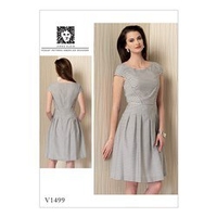 V1499 Vogue Patterns Misses Cap Sleeve Pleated Skirt Dress