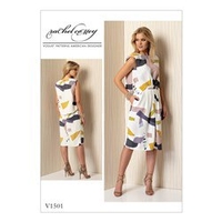 V1501 Vogue Patterns Misses Mock Tuck Pleated Dress