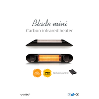 Veito Blade Mini 1200W Wall Mounted Carbon Infrared Heater with Remote Control IP55