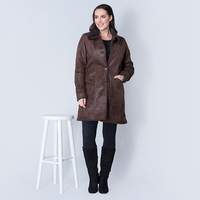 Verbier Faux Sheepskin Coat with Faux Fur Collar