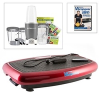 Vibrapower Slim with Resistance Bands and Remote Control plus FREE Nutribullet 12 Piece Bundle and Vibrapower Slim Whole Body Workout DVD